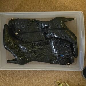 JRenee Boots size 13W Black Faux Croc leather